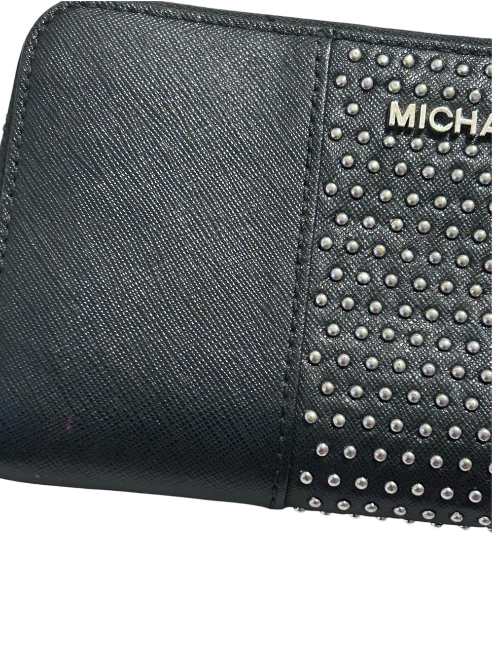 Michael Kors Black Saffiano Leather Micro-Stud Continental Wallet - Picture 3 of 8